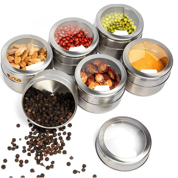 Magnetic Spice Jars - Sophisticated Organizer Set of 6 - Going Up home